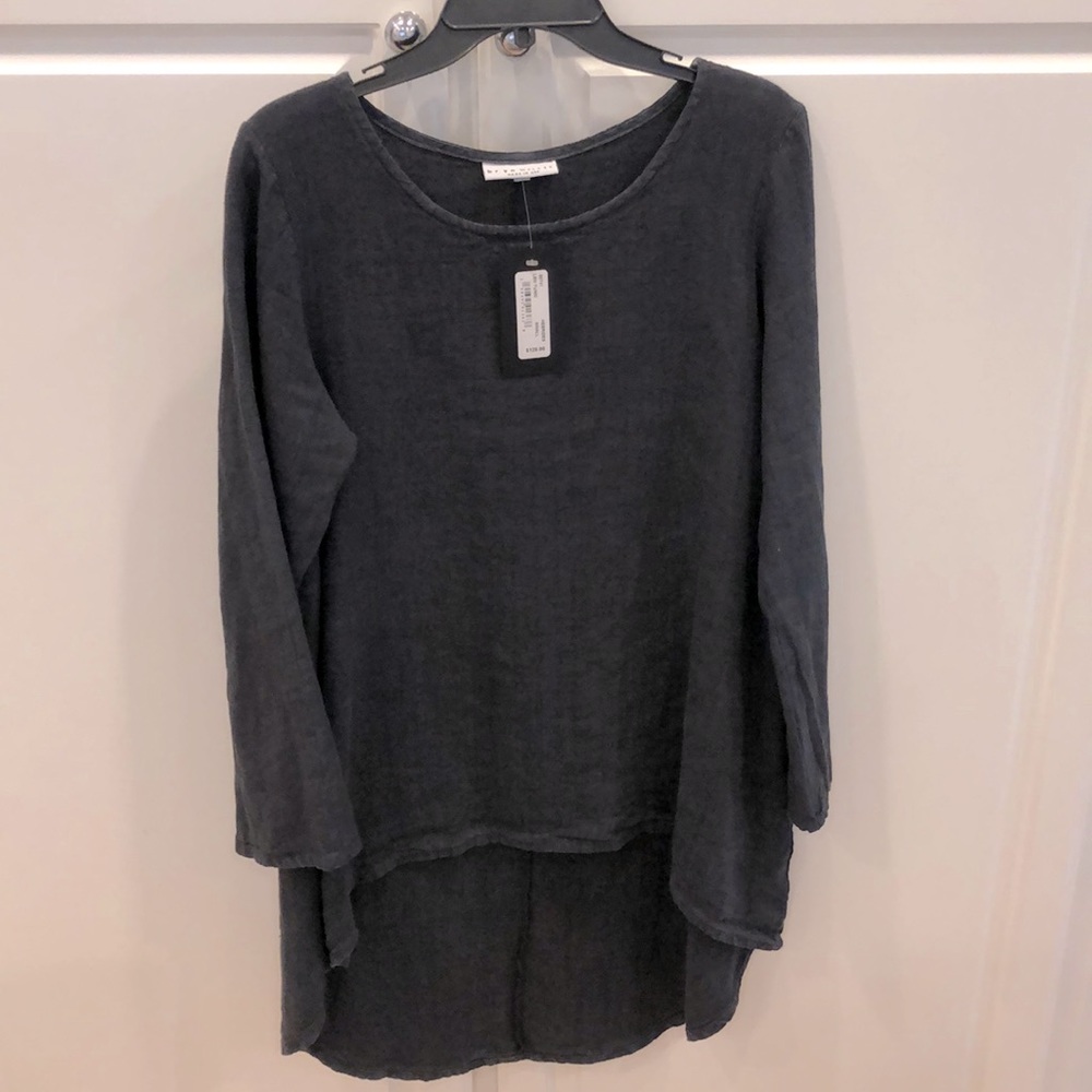 Bryn Walker lady’s tunic top size Small, charcoal color.